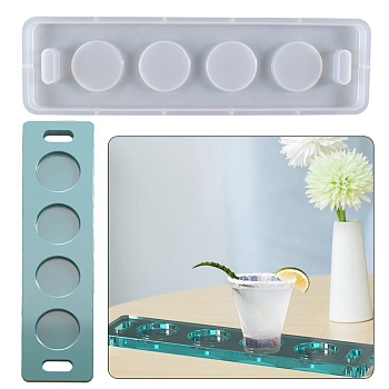 Shot Glass Serving Tray Silicone Molds, Round Coaster Resin Casting Molds, For DIY UV Resin, Epoxy Resin Craft Making, White, 258x74x12mm, Inner Diameter: 36mm