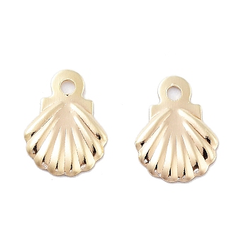 Brass Pendants, Shell Charms, Real 18K Gold Plated, 8x6x0.5mm, Hole: 0.8mm