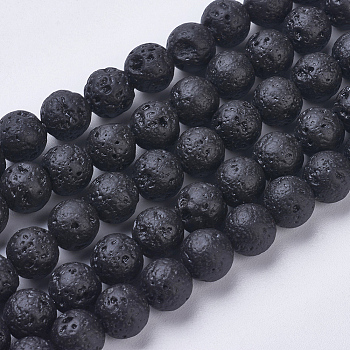 Natural Lava Rock Beads Strands, Dyed, Round, 8~8.5mm, Hole: 1mm, about 47pcs/strand, 15.1 inch(38.5cm)