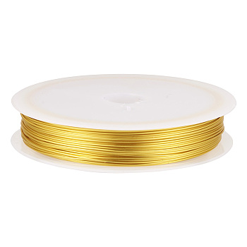 Copper Jewelry Wire, Round, Gold, 22 Gauge, 0.6mm, about 59.06 Feet(18m)/Roll