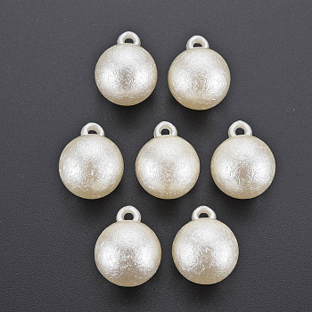 ABS Plastic Imitation Pearl Pendants, Round, Seashell Color, 21.5x17mm, Hole: 3mm, about 170pcs/500g