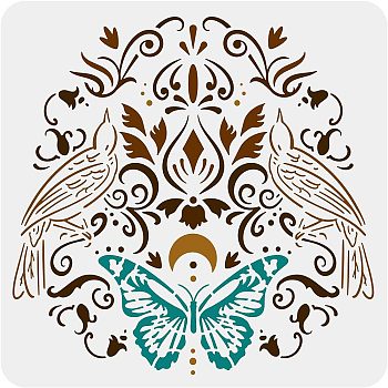 Plastic Reusable Drawing Painting Stencils Templates, for Painting on Scrapbook Fabric Tiles Floor Furniture Wood, Square, Butterfly Farm, 300x300mm