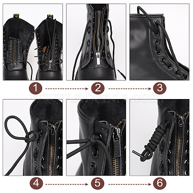 вставки на молнии в ботинках из искусственной кожи со шнуровкой(DIY-WH0387-37B-01)-4