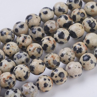 6mm PaleGoldenrod Round Dalmatian Jasper Beads
