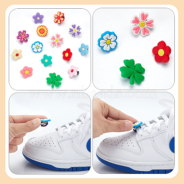 WADORN 28Pcs 14 Styles Flower/Clover PVC Plastic Shoelace Charms(FIND-WR0011-32)-4