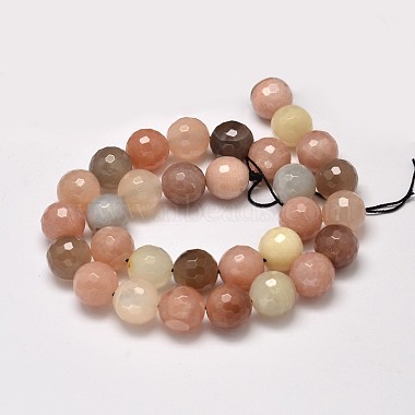 Grade AA Natural Multi-Moonstone Faceted Round Beads Strands(G-M296-07-8mm)-2