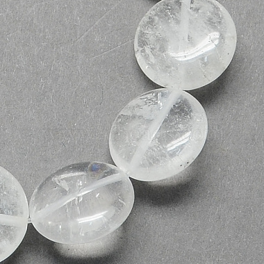 14mm Clear Flat Round Quartz Crystal Beads