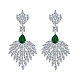 Leaf Brass Micro Pave Cubic Zirconia Dangle Stud Earrings(FS-WGB1348-02)-3