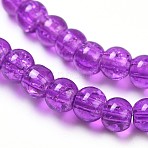 Crackle Glass Beads Strands, Round, Blue Violet, 4mm, Hole: 1.1~1.3mm, about 200pcs/strand, 31.4 inch(X-CCG-Q001-4mm-12)