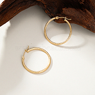 304 Stainless Steel Hoop Earrings, Huggie Hoop Earrings for Women, Ring, Real 18K Gold Plated, 30mm(BD2905-1)