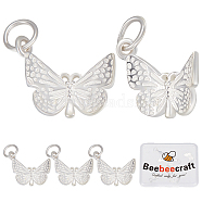 5Pcs 925 Sterling Silver Pendants, with 925 Stamp, with Jump Ring, Butterfly Charms, Silver, 16x12x2mm, Hole: 4mm(STER-BBC0001-74)