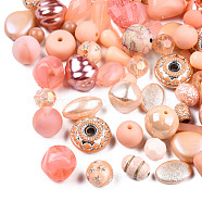 Acrylic Beads, Mixed Shapes, Pink, 5.5~28x6~20x3~11mm, Hole: 1~5mm(SACR-S756-15-01)