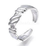 304 Stainless Steel Open Cuff Ring for Women, Stainless Steel Color, US Size 7 3/4(17.9mm)(RJEW-N040-44)