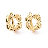 Brass Wire Wrap Hoop Earring Findings with Latch Back Closure, with Vertical Loops, Knot, Cadmium Free & Lead Free, Golden, 19.5x13x14mm, Hole: 1.5mm, Pin: 1mm(KK-G420-16G)