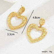 Gorgeous Vintage Stainless Steel Gold Plated Irregular Metal Texture Heart Exaggerated Lady Earrings(RH6576-1)