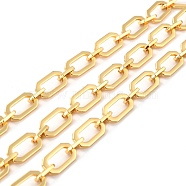 Brass Link Chains, Long-Lasting Plated, Unwelded, Rectangle & Polygon, with Spool, Cadmium Free & Nickel Free & Lead Free, Real 18K Gold Plated, Link: 10x5.5x1.5mm, 16.5x9x1.5mm(CHC-C020-17G-NR)