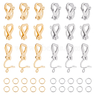 20Pcs 2 Color 304 Stainless Steel Clip-on Earring Findings, with 40Pcs Open Jump Rings, Golden & Stainless Steel Color, 12x6x8.5mm, Hole: 1mm, 10Pcs/color(STAS-UN0038-43)