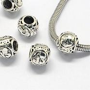 Alloy European Beads, Large Hole Rondelle Beads, with Constellation/Zodiac Sign, Antique Silver, Aquarius, 10.5x9mm, Hole: 4.5mm(PALLOY-S082-11)