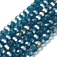 Transparent Glass Beads, 32 Facets, AB Color Plated, Round, Light Sea Green, 6x5.5mm, Hole: 1.2mm, about 91~93pcs/strand, 19.57''~19.92''(49.7~50.6cm)(EGLA-A035-T6mm-B12)