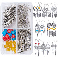 DIY Woven Net/Web Chandelier Earrings Making Kits, Include Tibetan Style Alloy Links & Pendants, Glass Beads and Brass Earring Hooks, Mixed Color(DIY-SC0012-009)