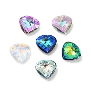 Electroplated Glass Pendants, Back Plated, Faceted, Teardrop Charms, Mixed Color, 12x13x5mm, Hole: 1.2mm(X-EGLA-M029-02)