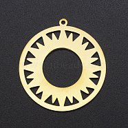 201 Stainless Steel Solar Eclipse Pendants, Laser Cut, Ring with Sun, Golden, 33x30.5x1mm, Hole: 1.4mm(STAS-S105-LA221)