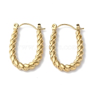 304 Stainless Steel Twist Hoop Earrings, Oval, Real 14K Gold Plated, 26x17mm(STAS-Z052-09G)