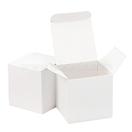Foldable Cardboard Paper Jewelry Boxes, Gift Packaging Boxes, White, 7x7x7cm(CON-WH0072-34B)