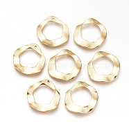 Brass Pendants, Nickel Free, Real 18K Gold Plated, Twist Donut, 25x23x1.5mm, Hole: 1mm(KK-R037-219G)