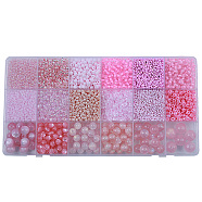 DIY 18 Style Resin & Acrylic Beads Jewelry Making Finding Kit, Round & Rice & Tube, Pearl Pink, 6.5~7x2~12x1.5~11.5mm, Hole: 0.7~2mm(DIY-NB0012-04I)