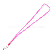 Rubber Lanyard Straps, with Plastic Findings, Deep Pink, 15.3 inch(MOBA-R001-05)