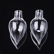 Handmade Blown Glass Bottles, for Glass Vial Pendants Making, Teardrop, Clear, 38x19mm, Half Hole: 5.5mm(BLOW-T001-26)