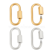 4Pcs 2 Colors 304 Stainless Steel Screw Carabiner Lock Charms, Oval Keychain Clasps for Necklaces Making, Golden & Stainless Steel Color, 21x11x4mm, Screw: 7x4mm, 2pcs/color(STAS-UN0047-25)