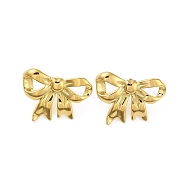 Stainless Steel Earrings, Bowknot, Real 18K Gold Plated, 23x30.5mm(EJEW-R160-06G)