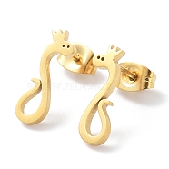 304 Stainless Steel Stud Earring, Snake, Golden, 14.5x4.5mm(EJEW-H136-01G)