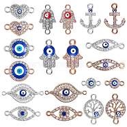 20Pcs Alloy Eye Charm Connector Assorted Evil Eye Connector Mixed Shape Eye Charm Pendant for Jewelry Necklace Bracelet Earring Making Crafts, Platinum & Golden, 13~32x7~15mm(JX219A)