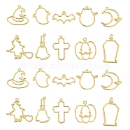 Halloween Zinc Alloy Open Back Bezel Pendants, For DIY UV Resin, Epoxy Resin, Pressed Flower Jewelry, Golden, 20pcs/Box(PALLOY-CJ0001-121)