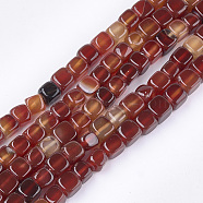 Natural Agate Beads Strands, Dyed, Cube, FireBrick, 7~8x7~8x7~8mm, Hole: 1mm, about 50pcs/strand, 14.1 inch(G-T121-04B)