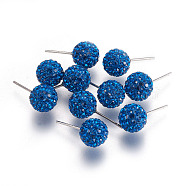Gifts for Her Valentines Day 925 Sterling Silver Austrian Crystal Rhinestone Ball Stud Earrings for Girl, Round, 243_Capri Blue, 17x8mm(Q286H131)