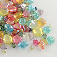 Mixed AB-Color Transparent Acrylic Beads, Mixed Color, 6~20x6~17x3~8mm, Hole: 1~2mm(X-MACR-R546-23)