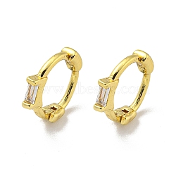 Brass Micro Pave Cubic Zirconia Hoop Earring, Real 18K Gold Plated, Rectangle, 9.5x1.5mm(EJEW-C088-01G-G)