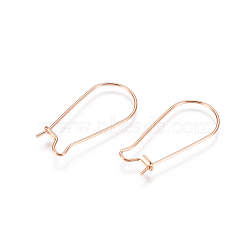 304 Stainless Steel Hoop Earring Findings, Kidney Ear Wire, Rose Gold, 25x12x0.7mm, 21 Gauge, Pin: 0.7mm(STAS-E484-66B-RG)