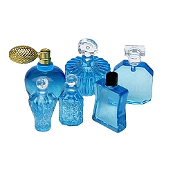 Mini Plastic Perfume Bottle Set Model, Miniature Dollhouse Decorations Accessories, Sky Blue, 20mm, 6pcs/set(MIMO-PW0003-024B)