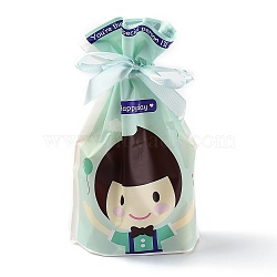 Plastic Baking Bags, Drawstring Bags, for Christmas Wedding Party Birthday Engagement Holiday Favor, Rectangle, Green, Boy Pattern, 22.3x15.1cm, about 45~50pcs/bag(ABAG-O003-08)