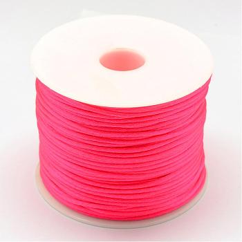 Nylon Thread, Rattail Satin Cord, Deep Pink, 1.5mm, about 49.21 yards(45m)/roll