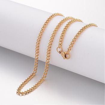 Ion Plating(IP) 304 Stainless Steel Necklace, Curb Chains, with Lobster Clasps, Golden, 23.6 inch(600mm), 2.8mm