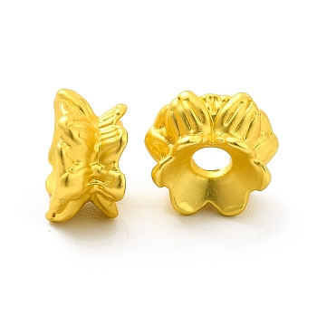 Rack Plating Alloy Beads, Flower, Matte Gold Color, 8.5x9x5.5mm, Hole: 2mm