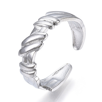 304 Stainless Steel Open Cuff Ring for Women, Stainless Steel Color, US Size 7 3/4(17.9mm)
