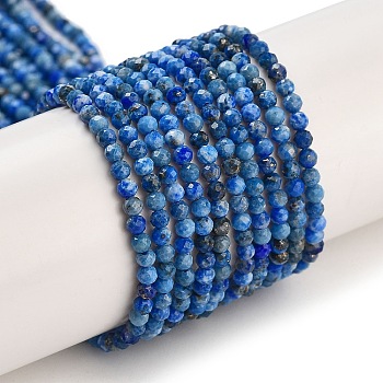 Natural Lapis Lazuli Beads Strands, Faceted, Round, 2x2mm, Hole: 0.6mm, about 199pcs/strand, 15.51''(39.4cm)