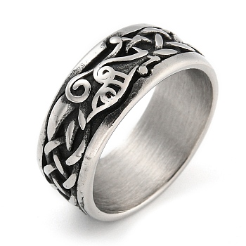 304 Stainless Steel Ring, Rings, Symbol, 9mm, Inner Diameter: 19mm